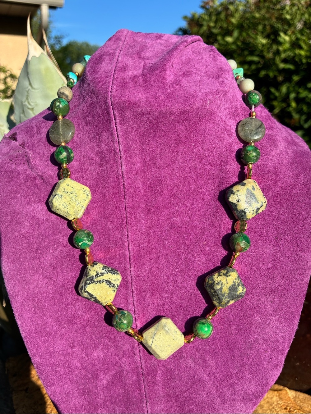Handmade Jasper, matrix, turquoise, and pearls